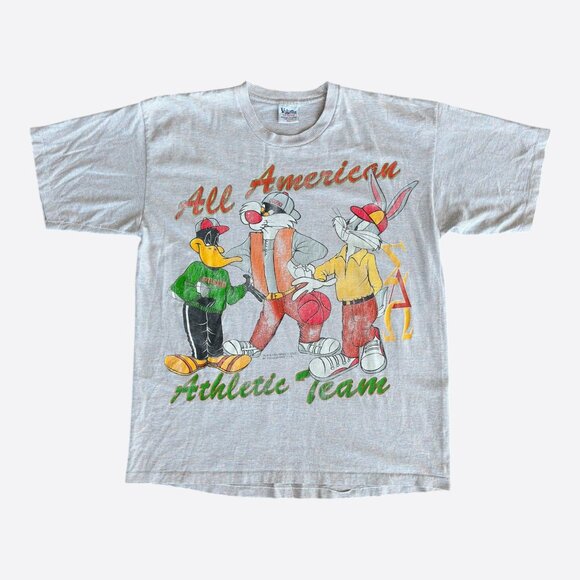 Vintage Grey Looney Tunes University of Miami Cartoon T-Shirt - Picture 1 of 3